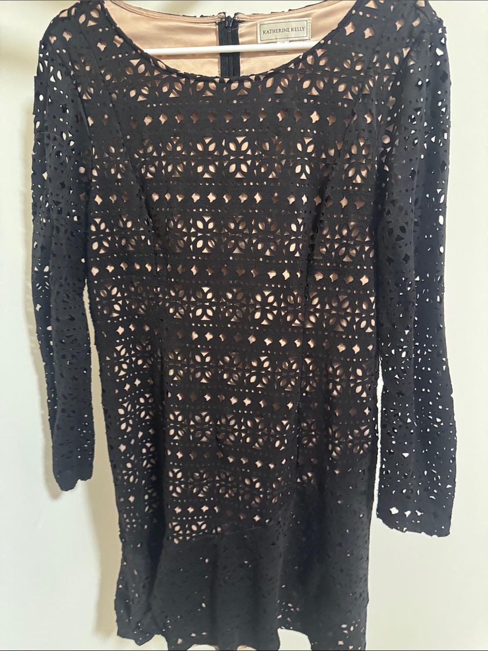 Katherine Kelly Black Lace Long-Sleeve Mini Dress